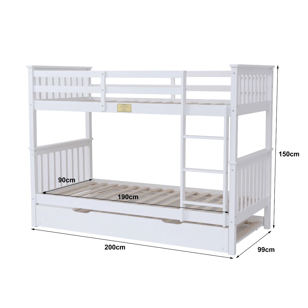 Darwen Wooden Zoom Detachable Bunk Bed With Trundle