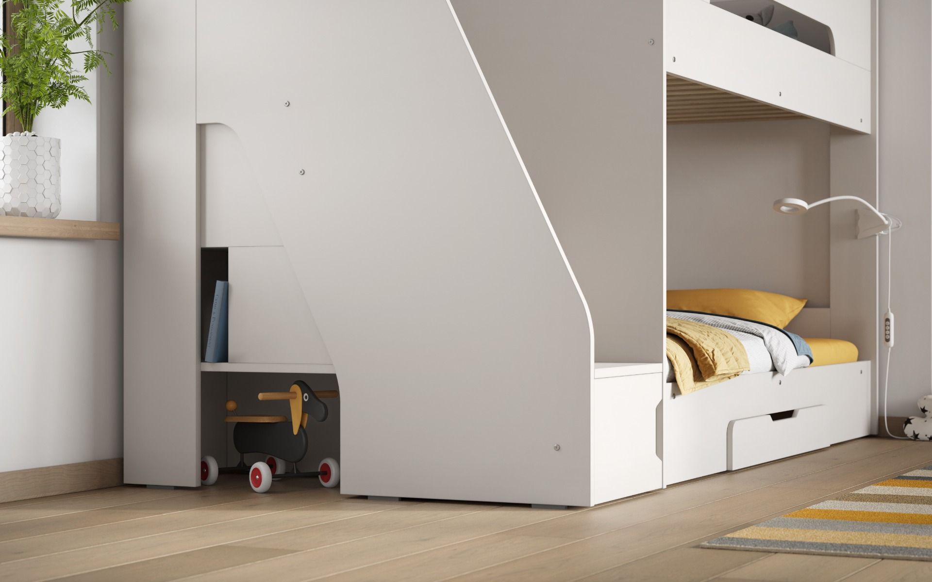 Darwen Slick Staircase Bunk Bed White