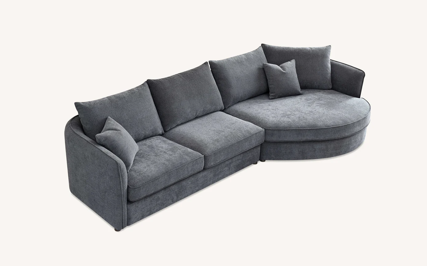 Aluxo Rubin Corner Chaise in Charcoal & Pebble Boucle