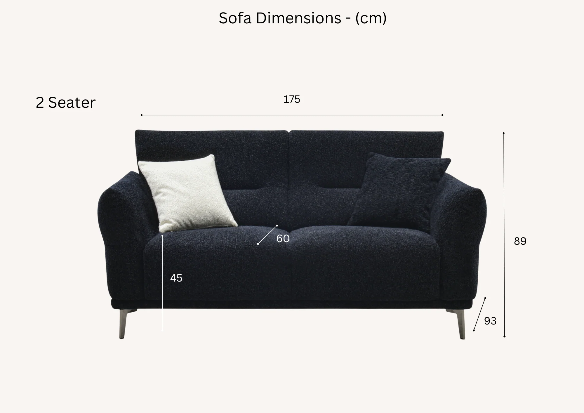 Albany Sofa Range in Black Lux Boucle Fabric