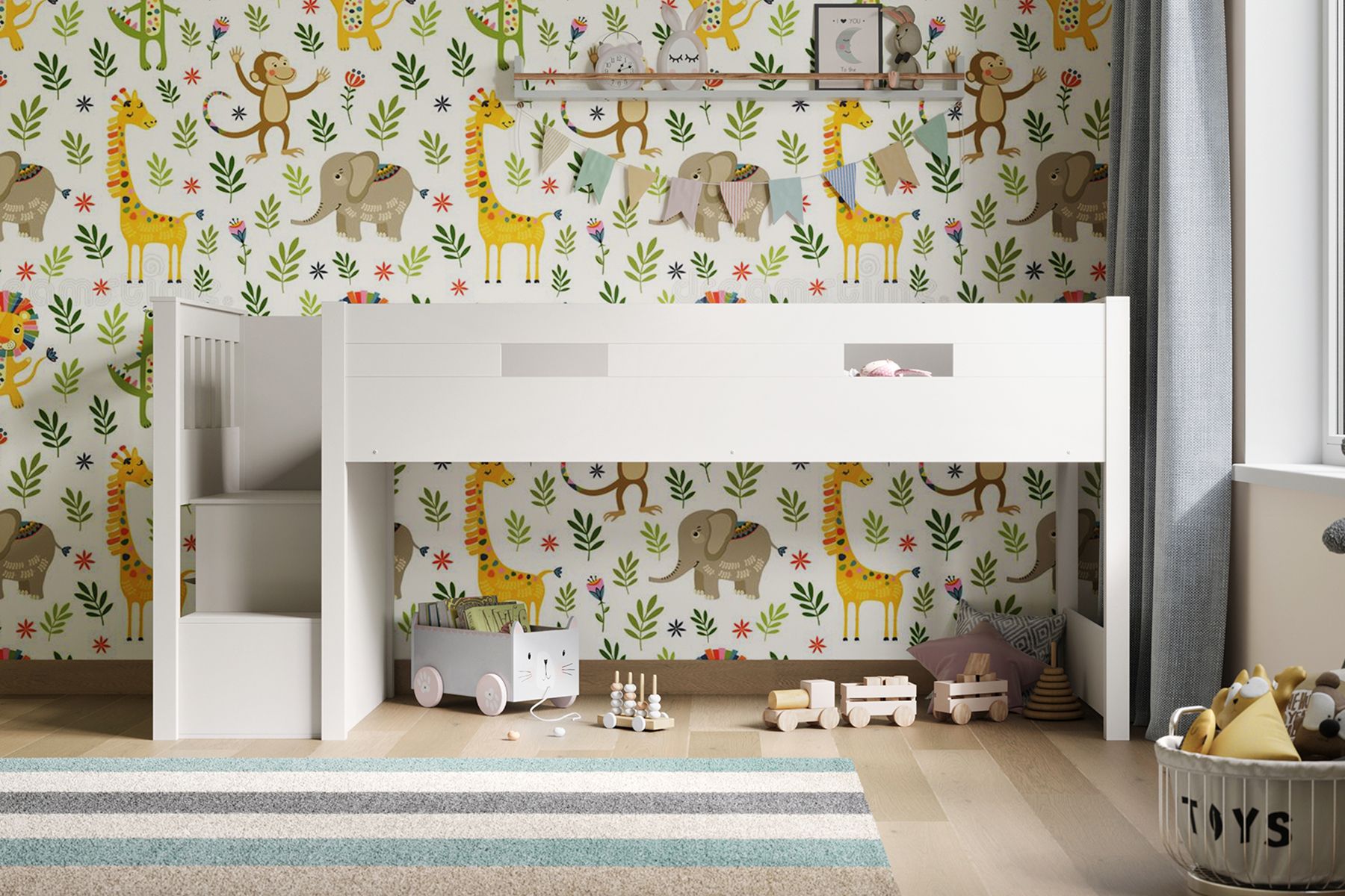 Darwen White Charlie Staircase Mid Sleeper Cabin Bed