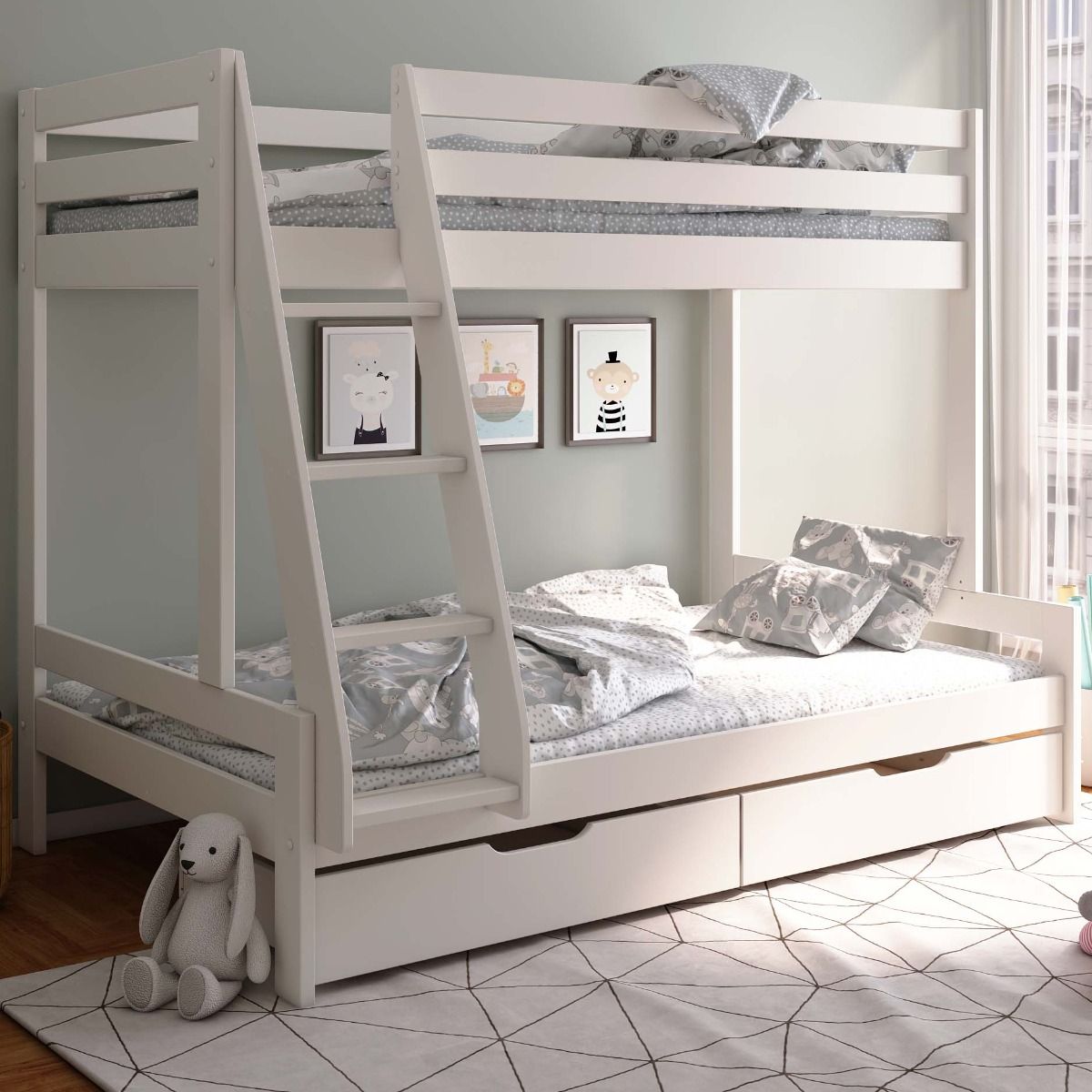Darwen Solid Wood Triple Bunk Bed with Optional Storage (FSC-Certified)