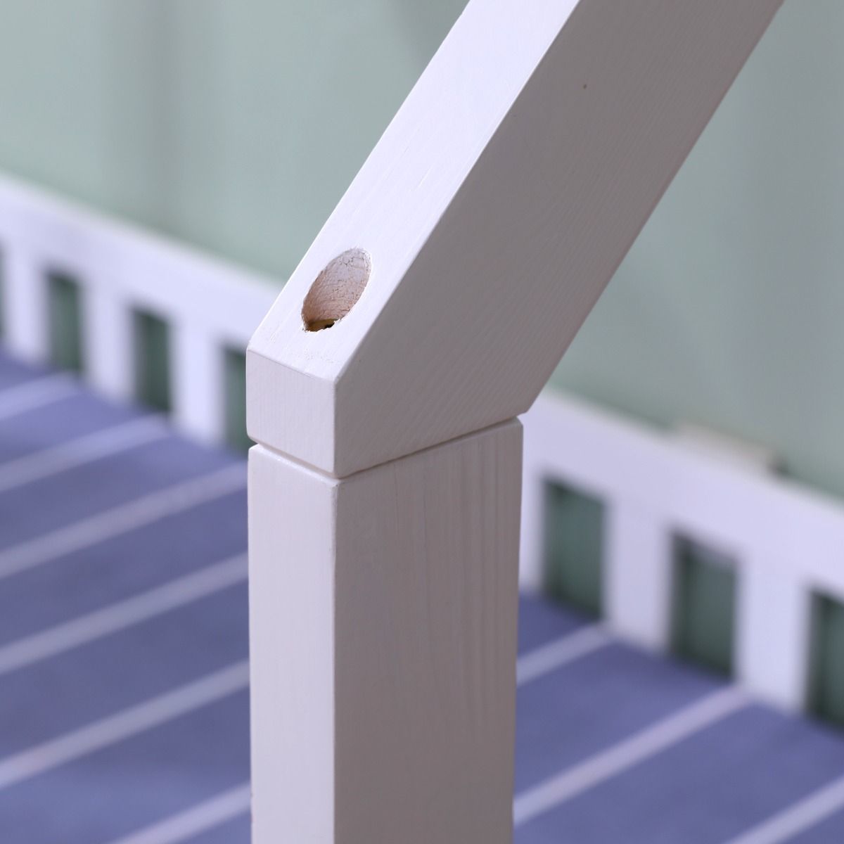 White Wooden Explorer Playhouse Bed With Rails