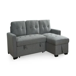 Allure Chesterfield Bed (Upholstered in Grey AC Linen)